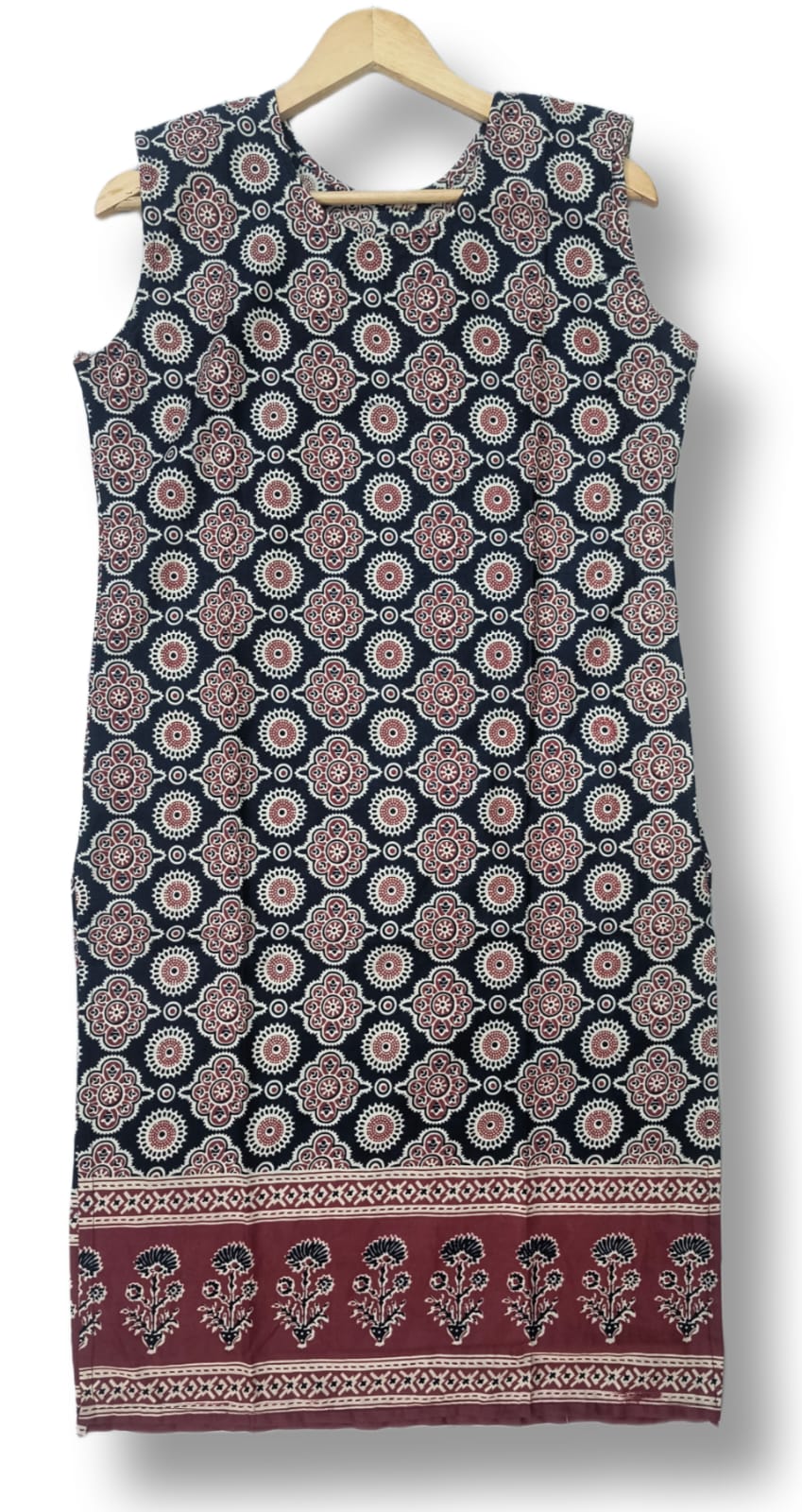 PRINTED COTTON SLEEVLESS KURTI